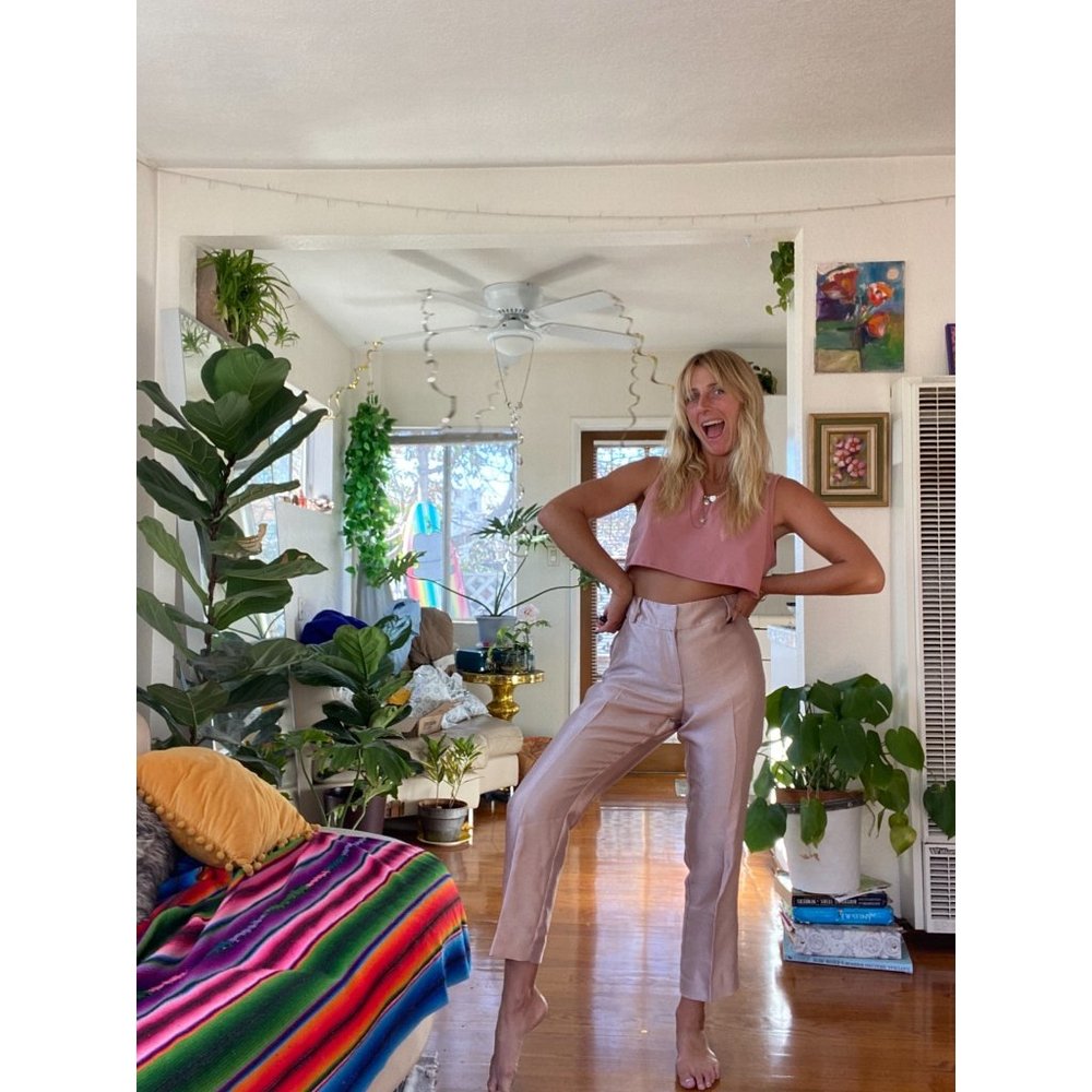 Shiny High Waisted Business Casual Work Pants